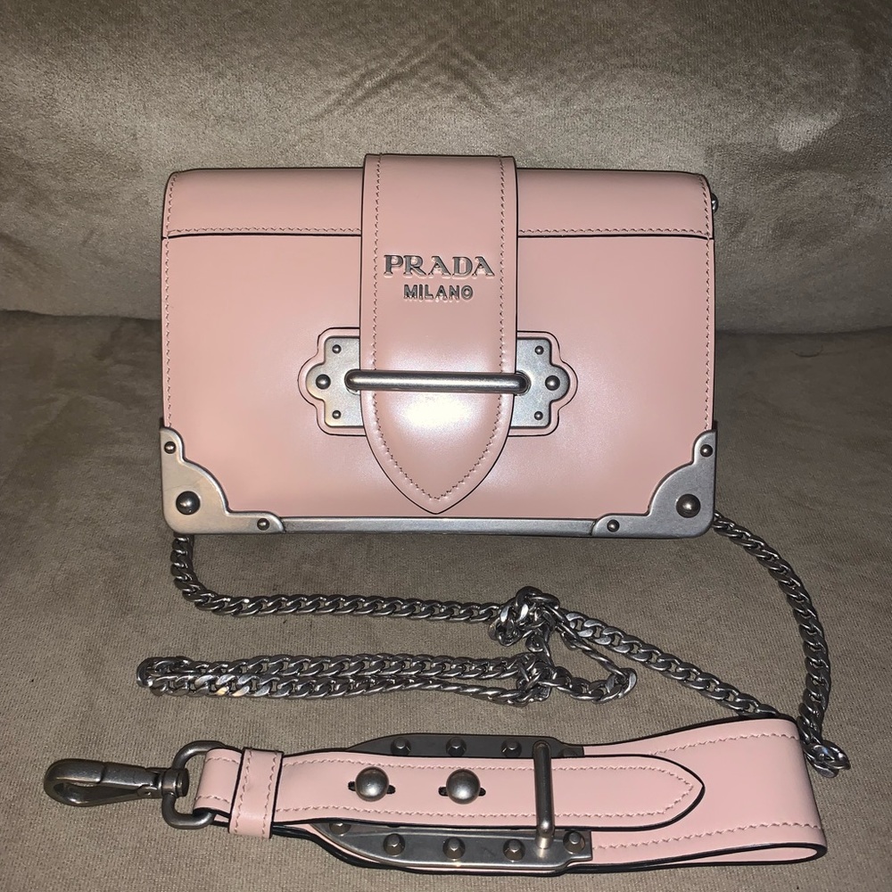 SOLD Authentic Prada Cahier Mini Wristlet/Crossbody Bag -Light Pink SHW